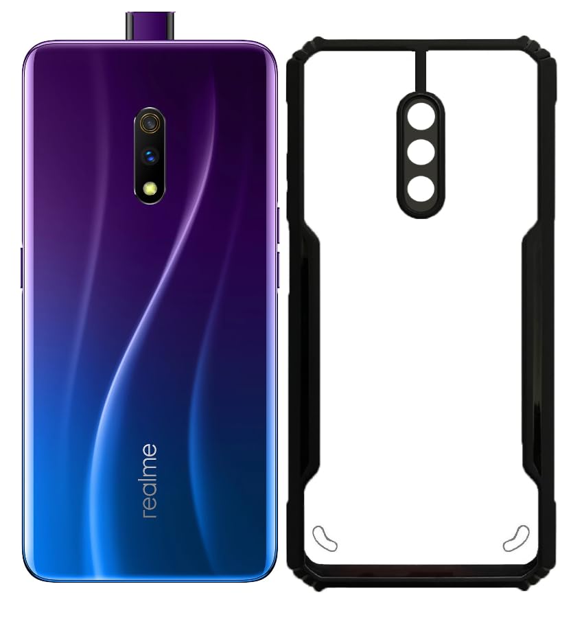 Image of Back Cover case Armor Mobile Cover for Realme x - Transparent Grip Case /Shockproof Corners with Camera Protection