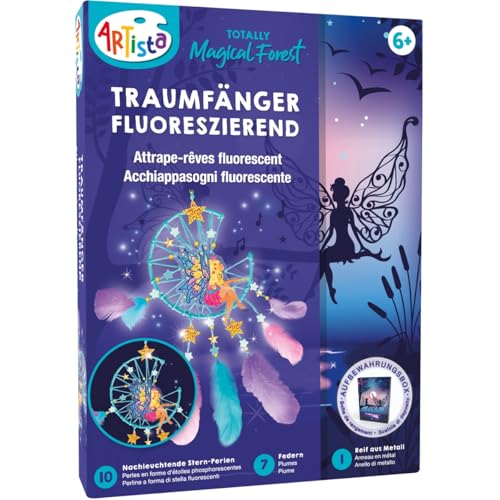 ARTISTA 9342959 Bastelset Nachtleuchtender Traumfänger mit fluoreszierenden Perlen, Kreativset in praktischer Aufbewahrungsbox, DIY-Kit für Kinder ab 6 Jahren