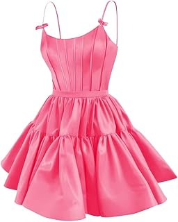 Spaghetti Straps Satin Homecoming Dresses for Teens 2025 A-line Short Prom Dress Ruffles Pleated Cocktail Party Gowns