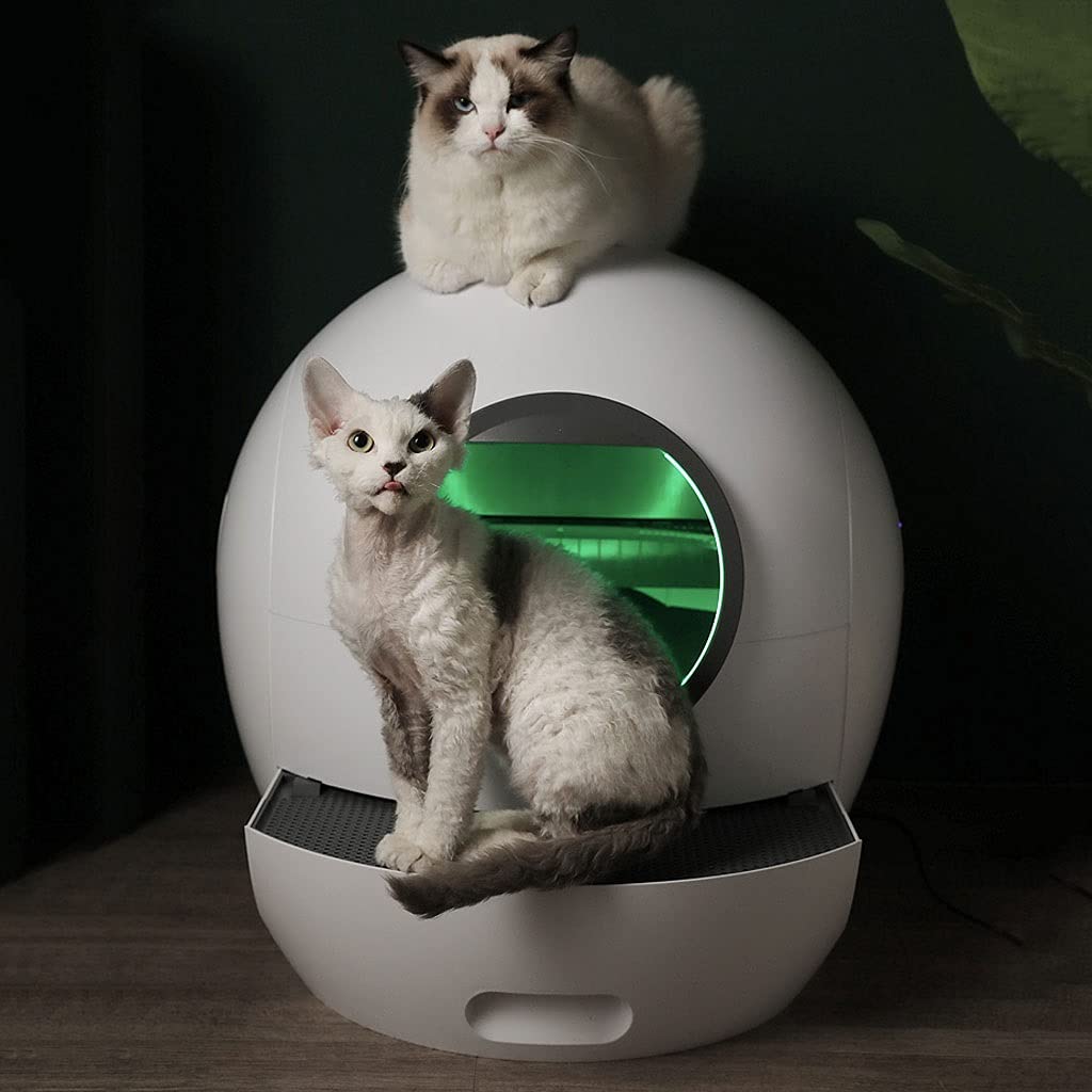 Lettiera per Gatti Scatola di lettiera automatica di gatto completamente recintata a prova di spruzzi Big Cat sferico for la pulizia elettrica for gatto gatto deodoranti for gatti Toilette per Gatti