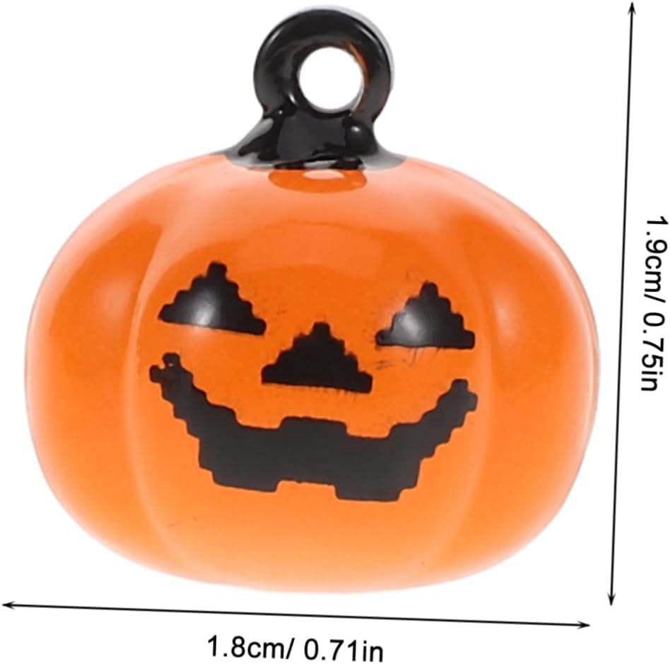 TOYANDONA 20pcs Pumpkin Pet Bells Copper Pendant Halloween Decoration Orange Cartoon Collar Charms for Dogs Cats Copper Accessories