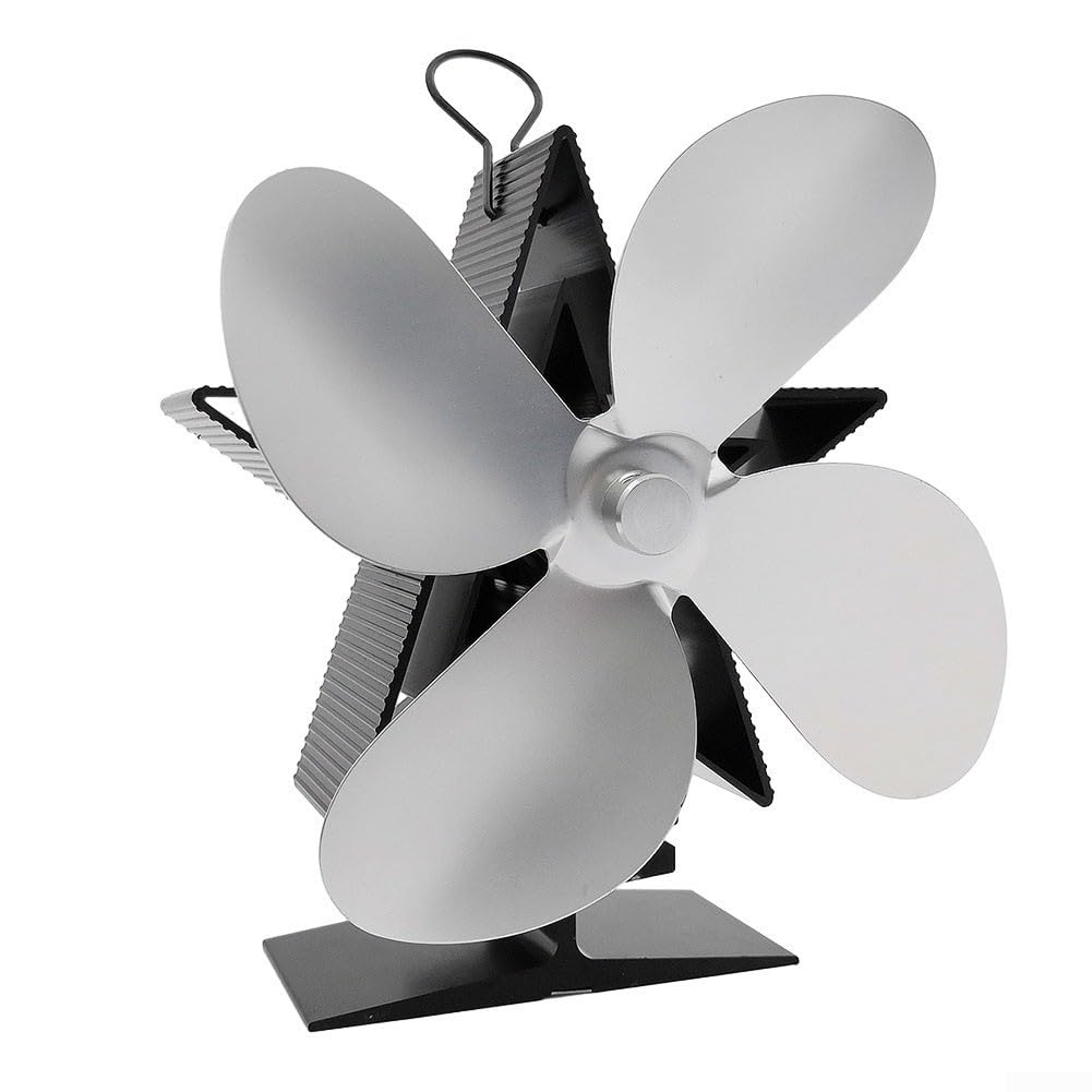 Ventola Stufa 4 Pale Silenziosa Autoalimentata per calore Ventola(Silver)