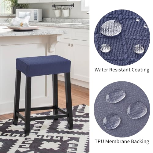 Image of YISUN Stool Covers Rectangle - 2 Pack Stretch Waterproof Saddle Seat Cover Counter Bar Stools Bar Chairs Covers Kitchen Island Chairs Cushion Protector