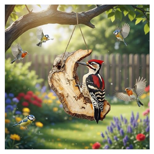 Wooden Bird Wall Hanging Decor | Handmade Rustic Boxwood Bird Signage for Farmhouse Home Art | Vintage 2D Animal Hanging Ornament for Indoor Outdoor Porch Garden Living Room, 7.1x8 Inch