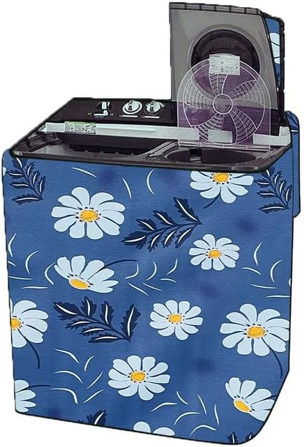 Lavaniya Trader Semi-Automatic Washing Machine Cover – Waterproof & Dustproof Suitable for All CANDY Machine - 9 kg,9.5 kg only Floral yellow print