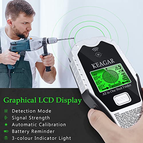 Stud Finder Wall Scanner, 7 In 1 Electronic Stud Sensor Wall Detector, Beam Finder Center Finding, Lcd Display, Buzzer Alarming, For Wall/Wood/Live Ac Wire/Metal/Joist/Magnetic Stud (1*Sliver) #TOP4