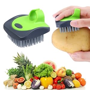 Aodaer Vegetable Brush Potato Scrubber Brush Silicone Hard and Soft Side Fruit Cleaning Tools for Delicate or Tough-Skinned Vegetables
