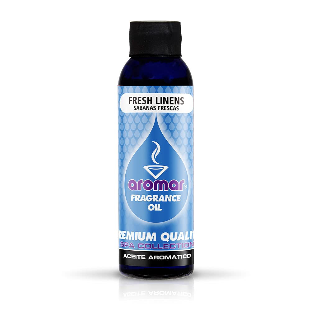 AROMAR Premium Fragrance Oil - Long Lasting Aromatic Scent - Fresh and Revitalizing Aromatherapy for Living Room, Bedroom, and Kitchen Essential Oils - Fresh Linens - 4oz fl oz Each - Pack of 3
