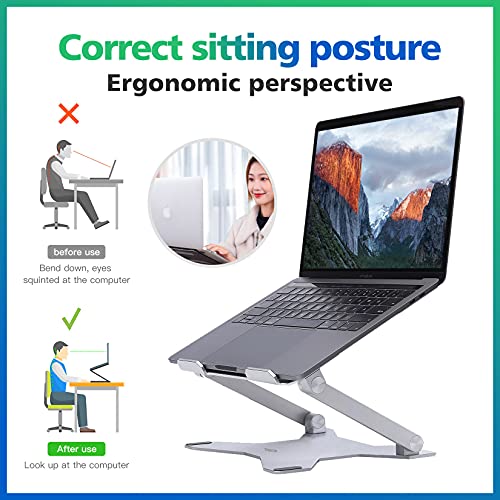 Kabcon Laptop Stand,Ergonomic Height Angle Adjustable Notebook Stand,Aluminium Alloy Computer Laptop Holder Mount,Compatible For Macbook Pro/Air,Dell Xps,Lenovo,Samsung Galaxy,Etc.up To 17’’ Laptops #TOP5