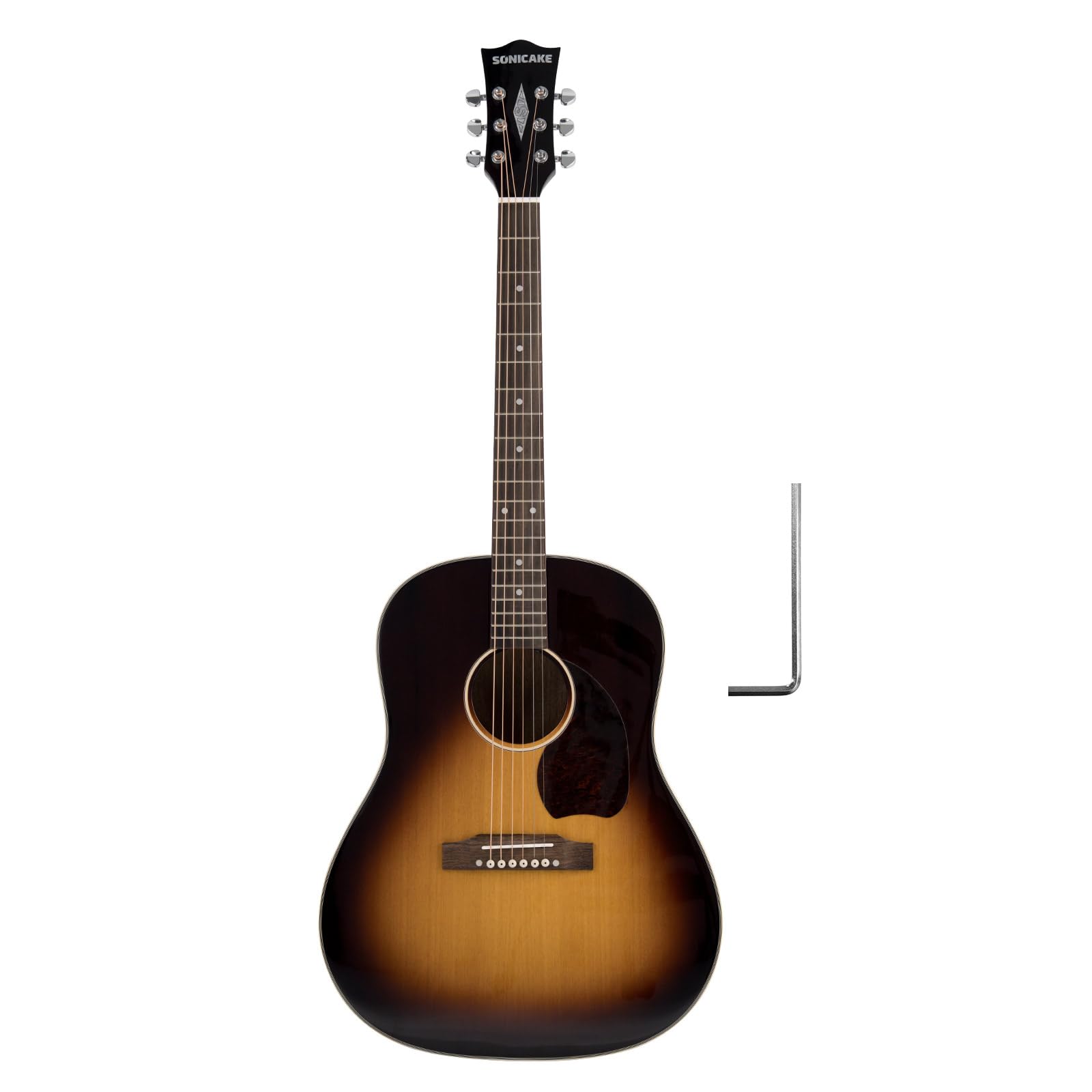 SONICAKE 41" Guitarra Acústica Tapa de Picea Maciza Caoba Acabado Sunburst | Tono Rico y Equilibrado con excelente Proyección Ideal para Principiantes, Directo y Práctica QGT-21