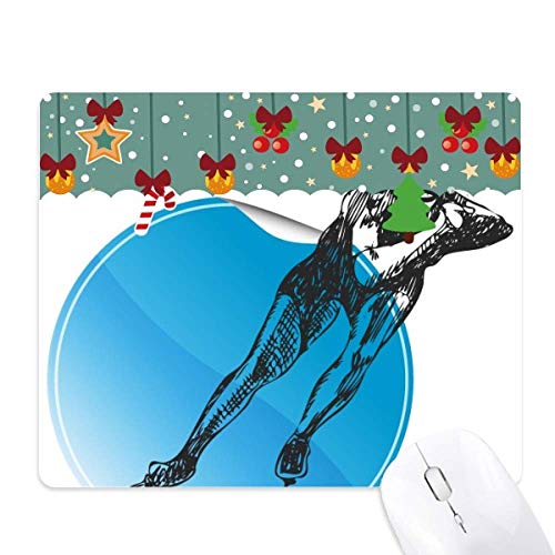 Tapis de souris patinage bleu aquarelle en caoutchouc antidérapant pour bureau de jeu
