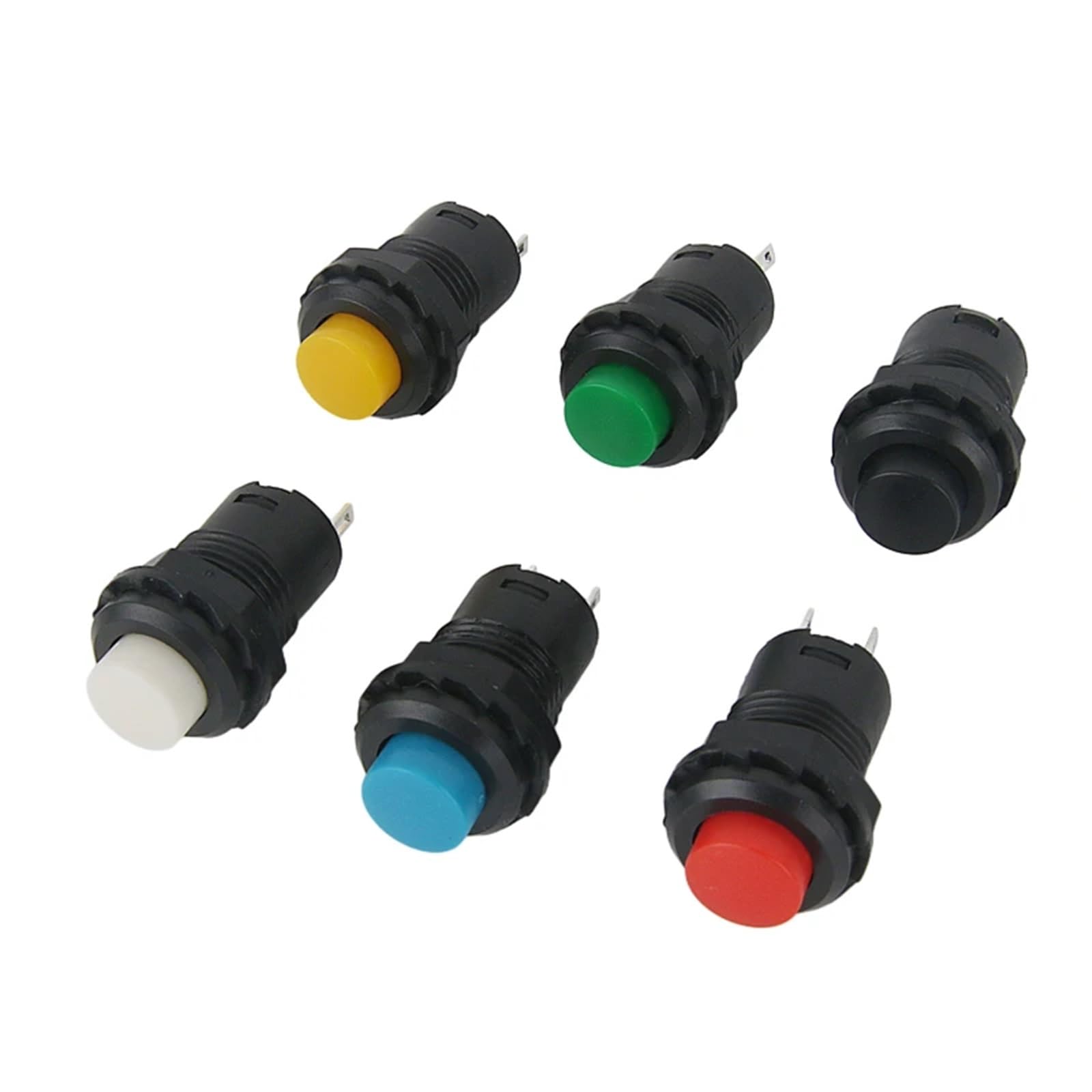 6 sztuk samoblokujących/chwilowych przełączników przyciskowych DS228 DS428 12 mm WYŁ. Włącznik ciśnieniowy 3 A/125 V AC 1,5 A/250 V AC DS-228 DS-428 (6 szt. niebieski, samoblokujący)