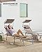 SONGMICS Sonnenliege, klappbarer Liegestuhl, 193 x 53 x 29 cm, trägt bis zu 150 kg, Sonnenschutz, Kopfkissen, verstellbare Rückenlehne, für Garten, Pool, Terrasse, taupe GCB192K01
