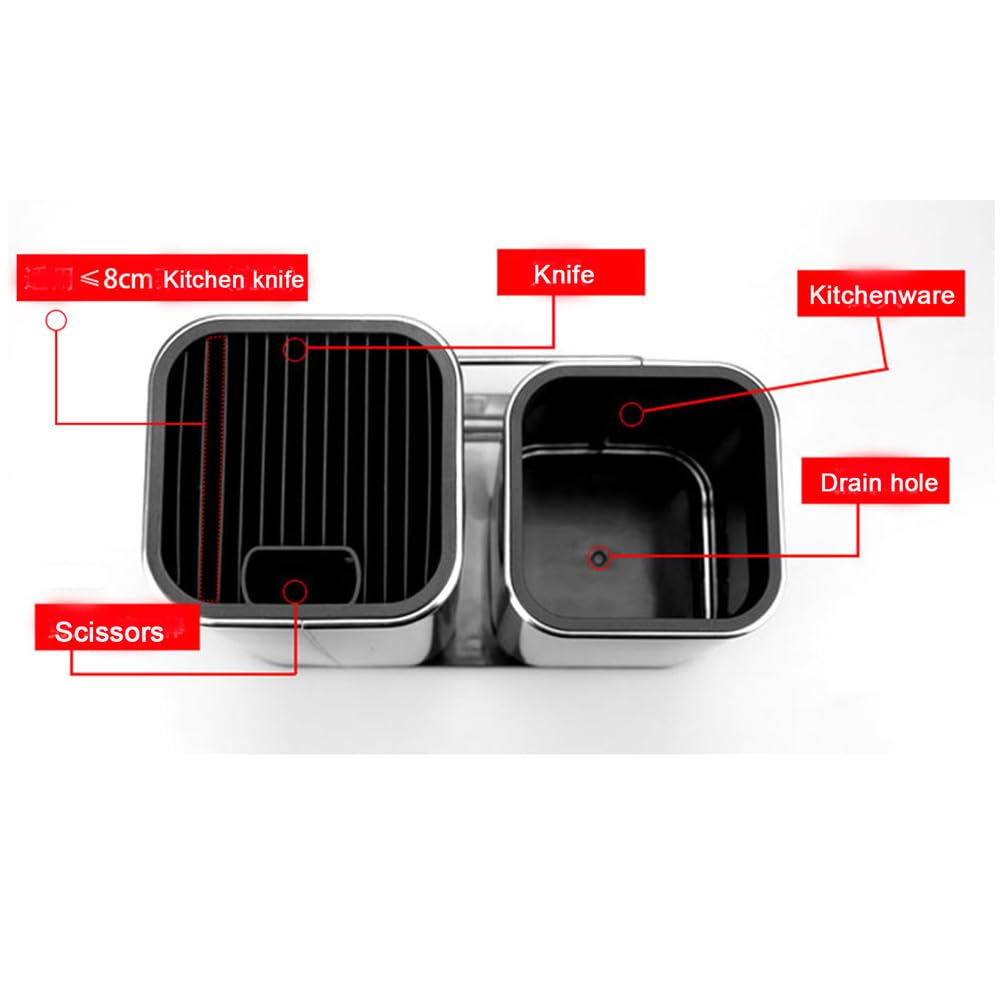 2 en 1 Bloque de, Soporte Cuchillos Cocina, Porta Cuchillos Universal, Cuchillero para Cocina Sin Cuchillo, Portacuchillas con Ranura Extraíble y Orificio de Drenaje