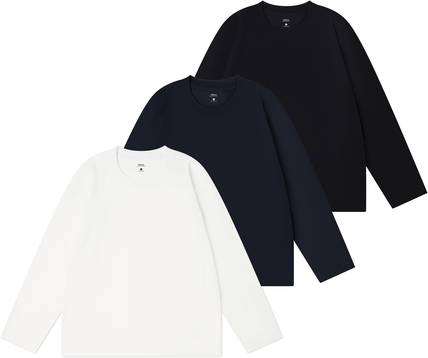 Men's 100% Cotton Long Sleeve T-Shirt Basic Solid Color Crewneck Tee, Soft Casual Comfort Fit Top