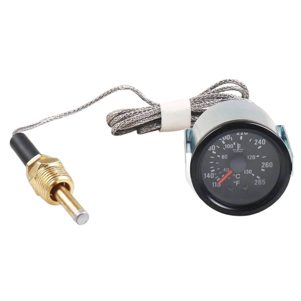 2 Inch 52MM Mechanical Water Temperature Gauge 40 to 130C 110 to 265F 12V with Yellow Light Car Meter Fits NPT 1/2