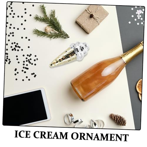 Bola espejada en forma de cono de helado para decoración de mesa, boda y fiesta, accesorio festivo plateado miniatura 3