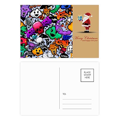 Cartes postales graffiti crâne et Père Noël pour décoration murale ado
