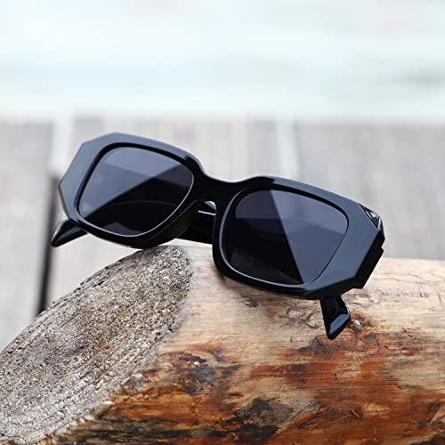 kimorn Rectangle Sunglasses for Women Men Trendy Retro Trendy Sun Glasses 90’s Vintage Square Frame K1307 7