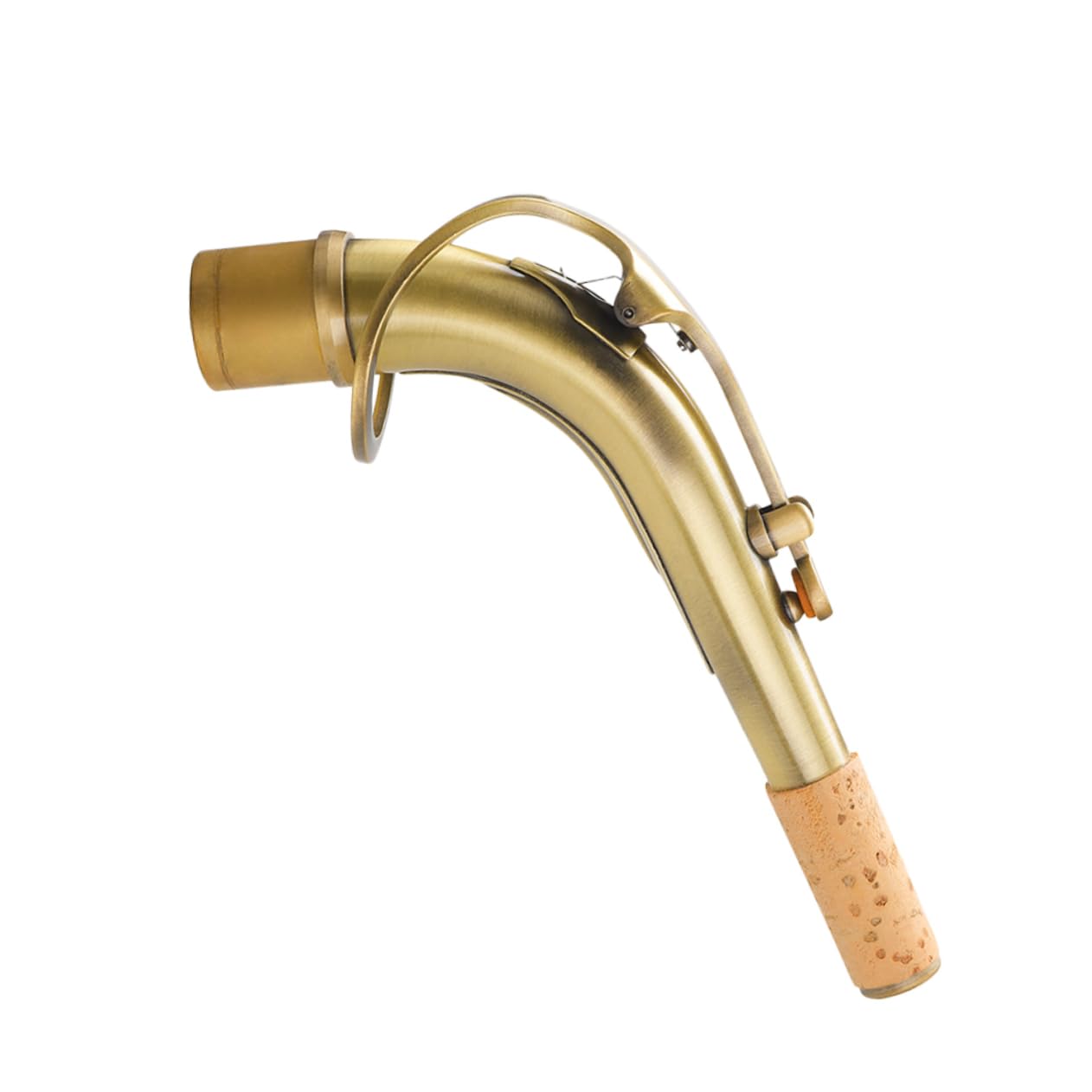 Collo Sax Alto in Ottone 24, 5mm, Testa Curva per Sassofono | Finitura Oro Antica, Lavorazione Laccata, per Contralto e Saxes Contralto, Accessorio Strumentale