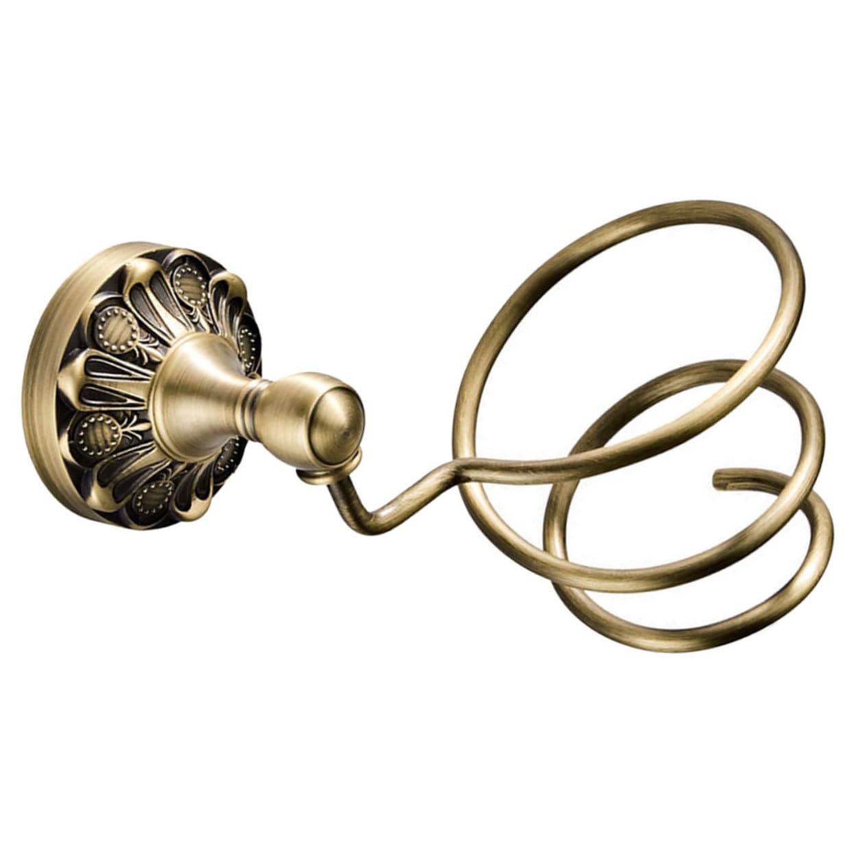 Wandmontierter Haartrocknerhalter aus Kupfer, Spiralkonsole, Gold