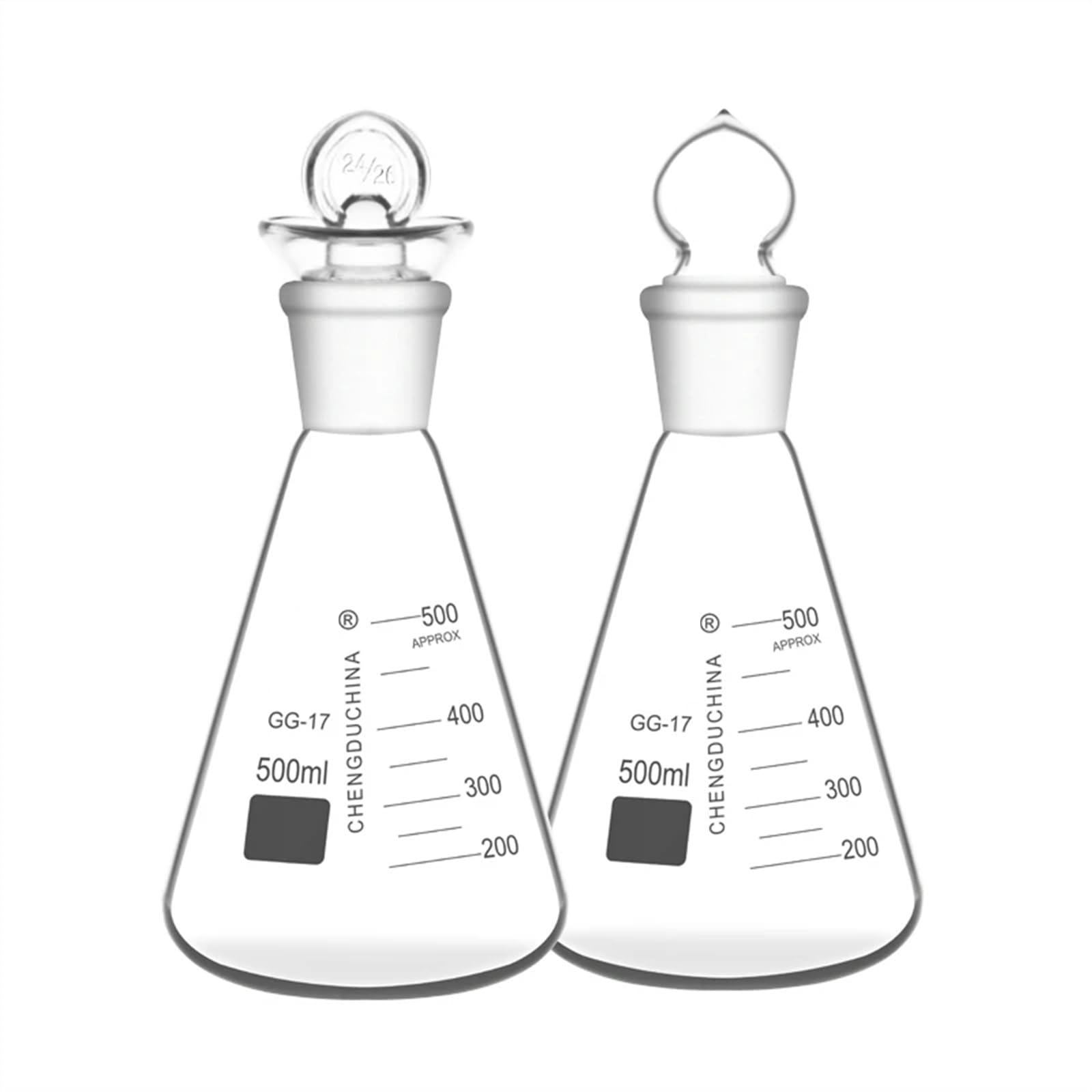 Matraz Erlenmeyer de Vidrio con Tapón Matraz Erlenmeyer con Tapón de Vidrio Matraz Erlenmeyer de Vidrio Borosilicato 50-1000ml(1000ml)