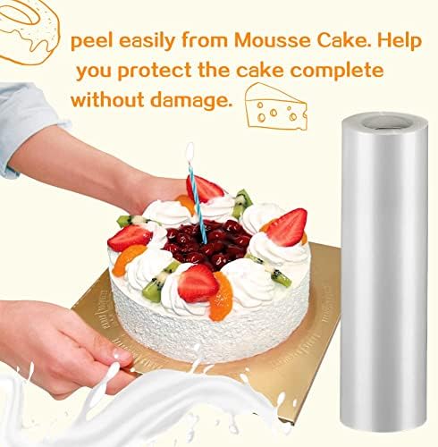 YQL Acetate Cake Collars 25cm, Thickened Acetate Sheets 10cm/20cm/30cm x 10m Transparent Acetate Roll for Large Cakes Chocolate Mousse Cake Decorating Crafting (25cm)