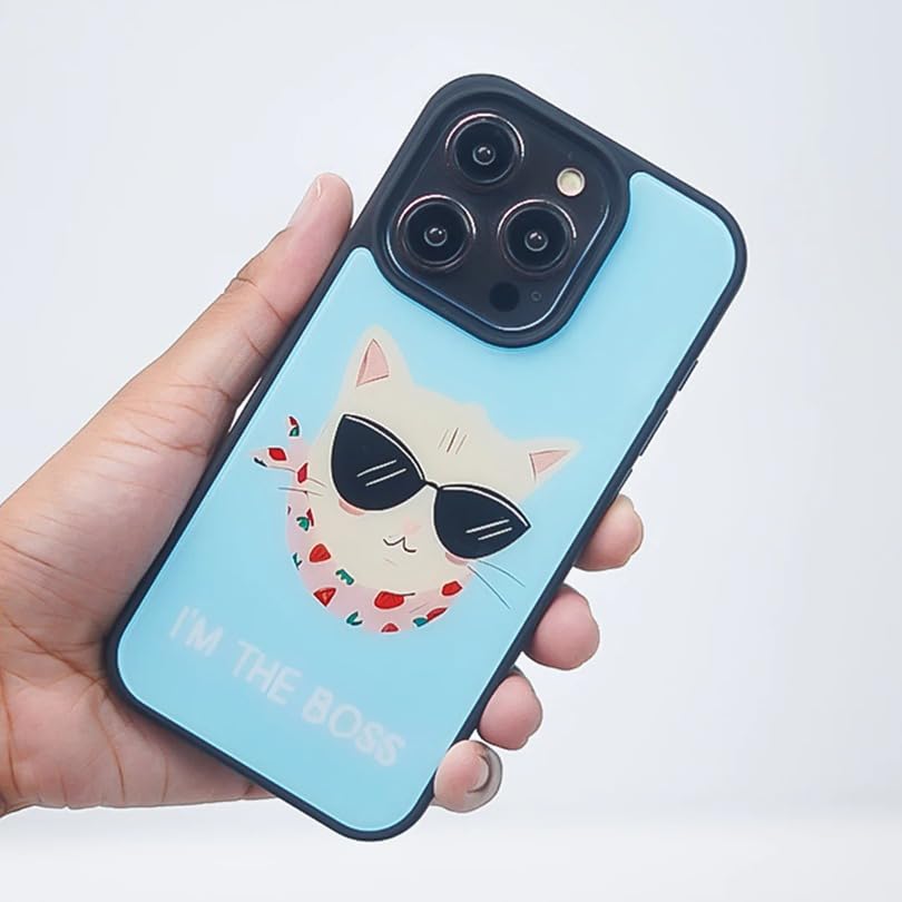 Image of PEEPERLY Back Cover Case for iPhone 13 Pro Max Scratch Resistant Anti-Slip TPU Shockproof Protective Durable Dapper Cat Boss Attitude Case for Girls & Women(Pattern1)