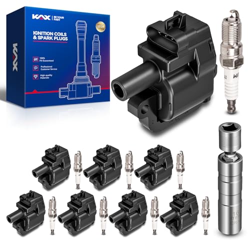 Image of KAX 8-Pack Ignition Coil Pack & Iridium Spark Plugs Kit w /Magnetic Socket for Chevyrolet Corvette 97-04,Camaro 98-02 5.7L, Pontiac Firebird 98-02 5.7L, GTO 04, CTS 04-05 5.7L, UF192