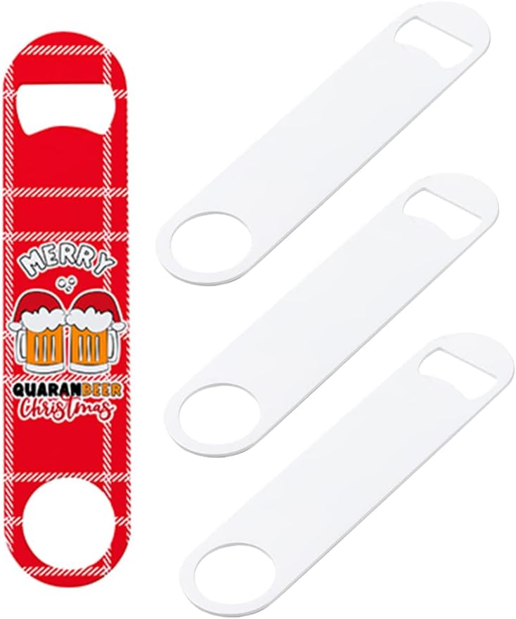 12pcs set Sublimation Bottle Opener - 6.97*1.58 inch Stainless Steel Beer Bottle Opener Custom Sturdy Sublimation Blank Gifts Kitchen Restaurant Bar Tool (17.7*4cm) Bottle Opener Blanks