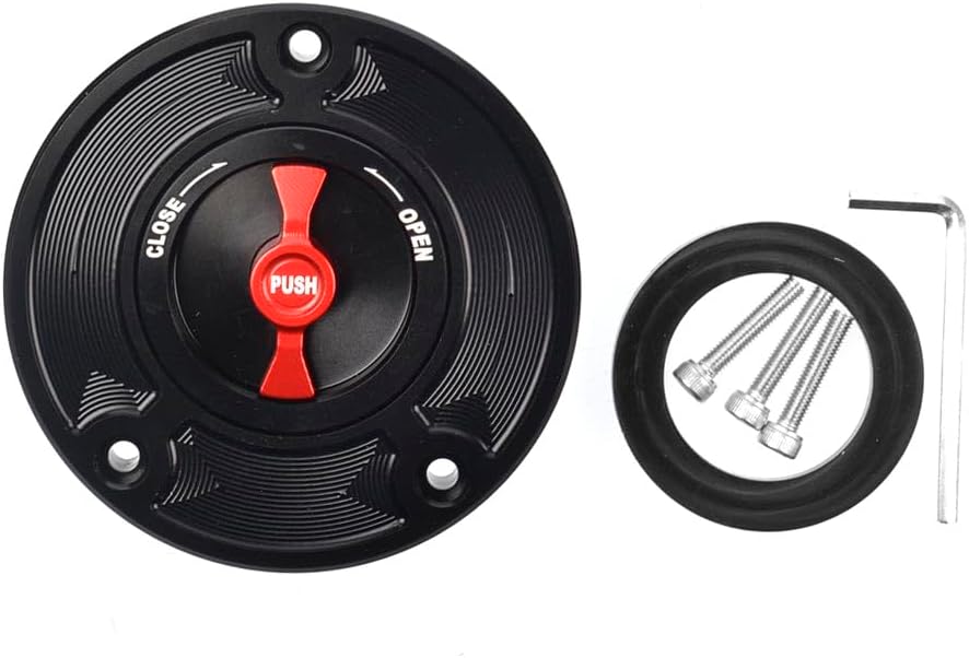 Gas Fuel Tank Cap For Suzuki GSXR600 750 1000 GSXR GSXR1000 K4 K5 K6 K7 K8 K9 2010-2020 SV650 GW250 Bandit GSF 650 1250 GSX1300R (Black and Red)