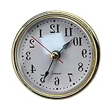 Yuly Mini orologio inserto 2-1/2 pollici 65 millimetri movimento rotondo orologio quadrante bianco oro/argento tono numeri arabi orologio testa mini orologio