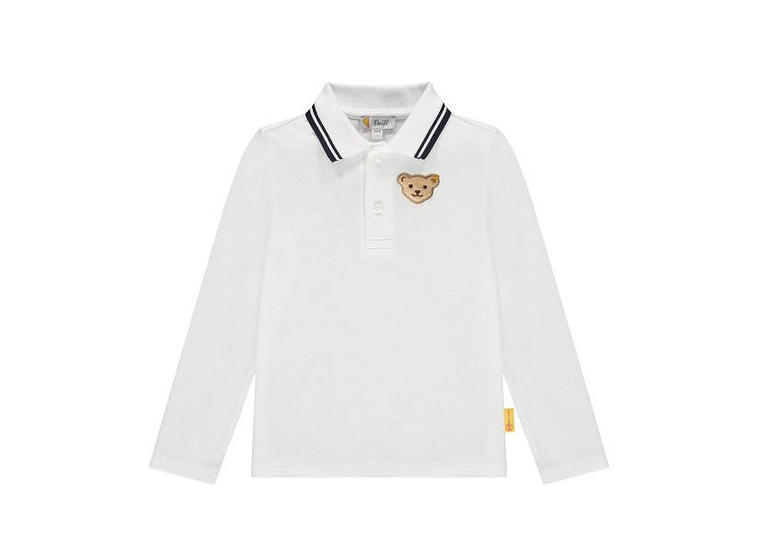 Steiff Poloshirt, Langarm, Bright White, Gr. 122