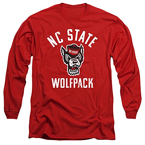 NC State Wolfpack Official Ncsu Wolfpack Logo Unisex Adult Long-Sleeve T Shirt,Red, Large