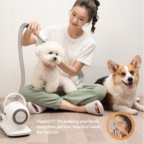 neabot Neakasa P1 Pro Pet Grooming Kit & Vacuum Suction 99% Pet Hair, Professional Clippers with 5 Proven Grooming Tools for Dogs Cats and Other Animals
