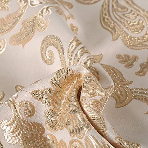 Housse de coussin chenille vintage crème au jacquard de soie dorée 45x45 - 4