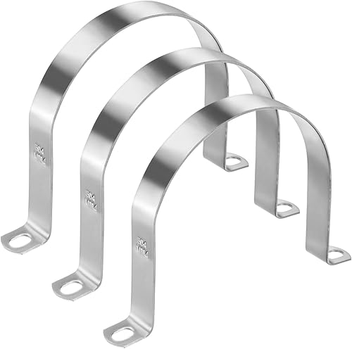 Miniatura 55 de Paquete de 10 abrazaderas de conducto, correa rígida de tubo de acero inoxidable 304 de 1-3/4 pulgadas M45 U con 2 agujeros