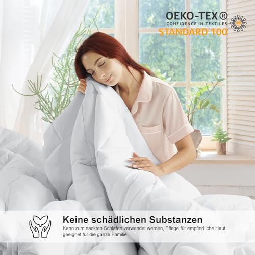 DUANDUAN Bettdecke 220x 240cm 4 Jahreszeiten Bettdecke,Mikrofaser Steppdecke, Weiche und Bequeme Ganzjahresdecke, Deal für Allergiker, Weiß