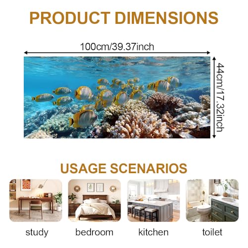 Image of Ocean Coral Reef Tropical Fish Window Film 39.37x17.32in Cling