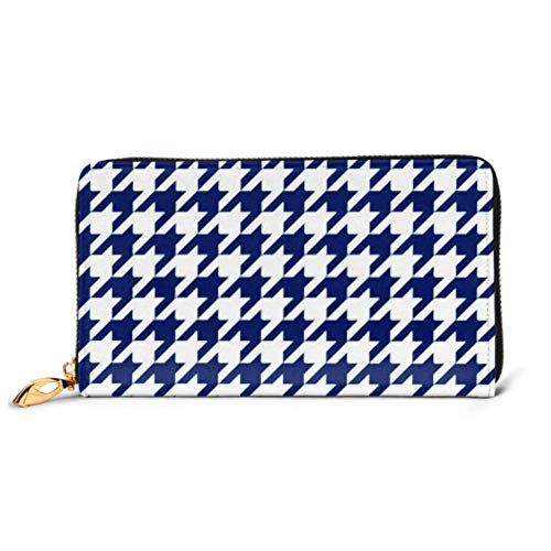 Preisvergleich Produktbild JHGFG Mode Handtasche Reißverschluss Brieftasche Klassisch Elegant Hahnentritt Textilmuster Blau Telefon Clutch Geldbörse Abendkupplung Blocking Leder Brieftasche Multi Card