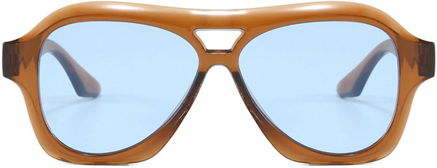 Fashion Oversized Double Bridges Pilot Sunglasses Women Retro Blue Green Shades UV400 Men Trending Punk Sun Glasses