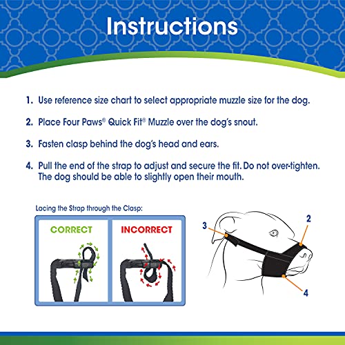 Image of Four Paws Walk-About Quick-Fit Adjustable Dog Muzzle for XX-Small Dogs, Washable & Breathable, Black, 1 Count