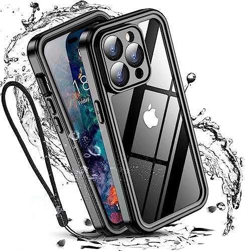 W7ETBEN Waterproof Case for iPhone 15 Pro, Built-in Screen Protector [IP68 Underwater] Full Body Shockproof Dustproof Dropproof Phone Case for iPhone 15 Pro 6.1 inch Black