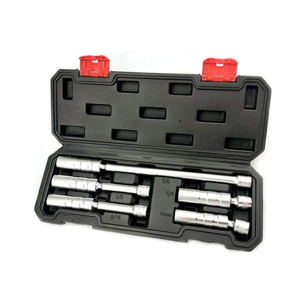 Lecreatekit 5-teiliges drehbares Zündschlüssel-Set, magnetische dünnwandige Verlängerungsschlüssel für Automobil, Motorrad, Chrom-Vanadium-Stahl, 14 mm, 9/16 5/8