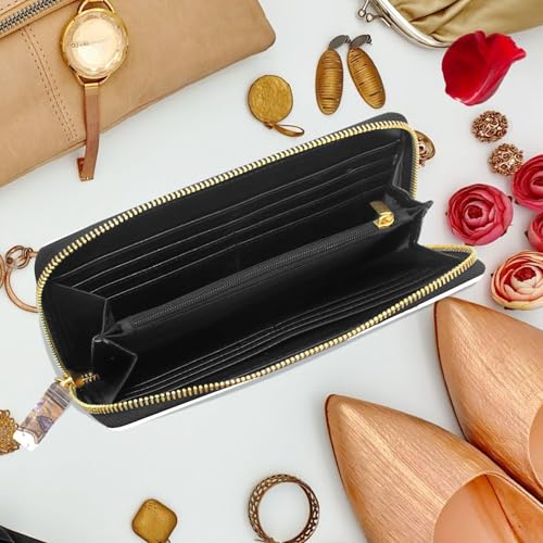 MNSRUU Womens Wallet Purses, Violine with Lilac Butterflies Clutch Purses for Women RFID Blocking Credit Card Holder Wallet Leather Zipper Coin Purse4