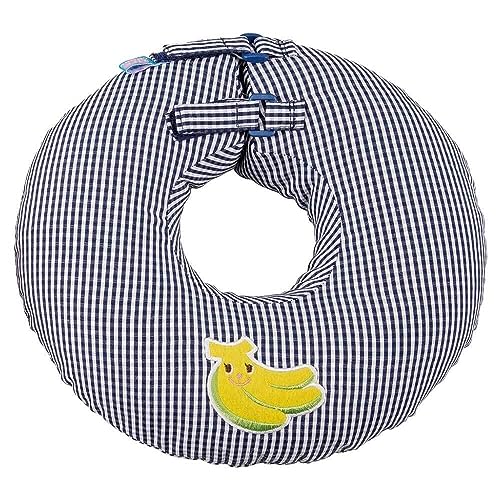 犬 猫 ペット用 介護用品 着脱簡単 サイズ調整可能 柔らか 装着したまま枕に 発泡ビーズ 軽量 ドーナツリングエリザベスカラー ギンガム【ネイビー】【4号】(5176)愛犬愛猫のストレス軽減 ペット用品専門メーカーポンポリース