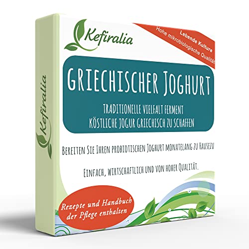 Joghurtkultur für griechischen Joghurt (unendlich oft wiederverwendbar) + Anleitung + Rezepte + Support und Beratung auf Deutsch KEFIRALIA