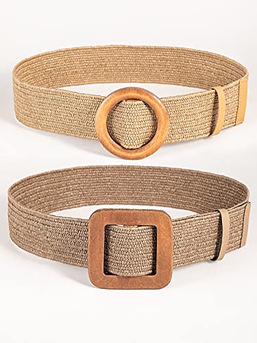 Women's 2pcs Bohemian Style Woven Grass Belt2