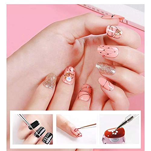 image for Ealicere 5 Pcs Double Ended Nail Art Brushes，Nail Art Point Drill Dr