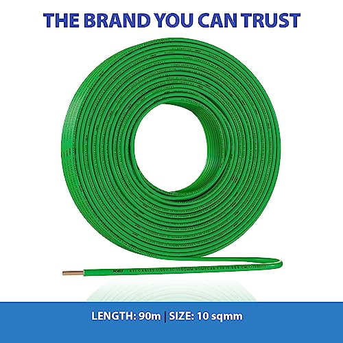 Image of KEI WIRES & CABLES Homecab 10 sqmm 1 Core Copper Flame Retardant House Wire PVC Insulated Cable for Domestic & Industrial Electrical Wiring (Green, 90 Meters)